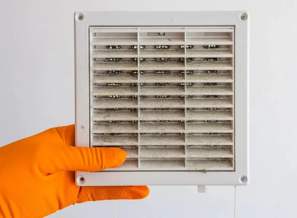 Dirty air return vent before duct cleaning