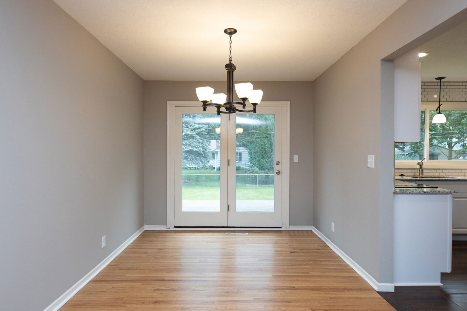 Hardwood flooring in a dining room