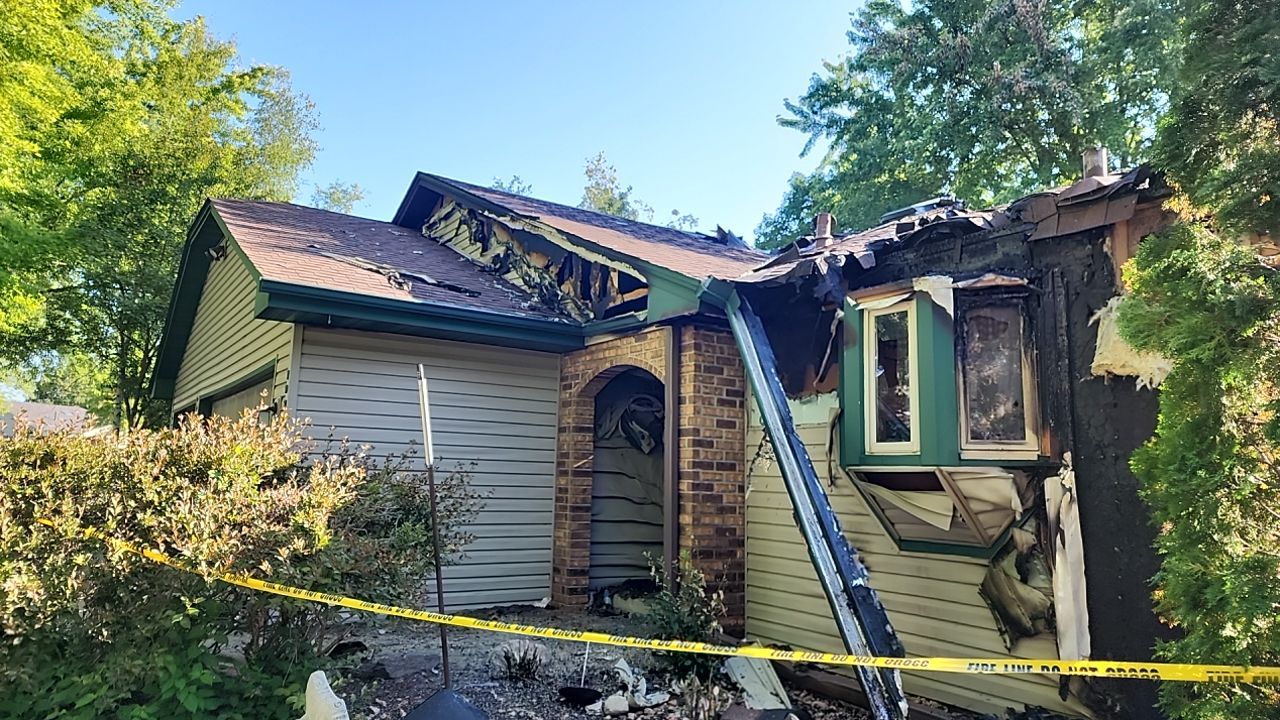 Fire-damaged home before restoration