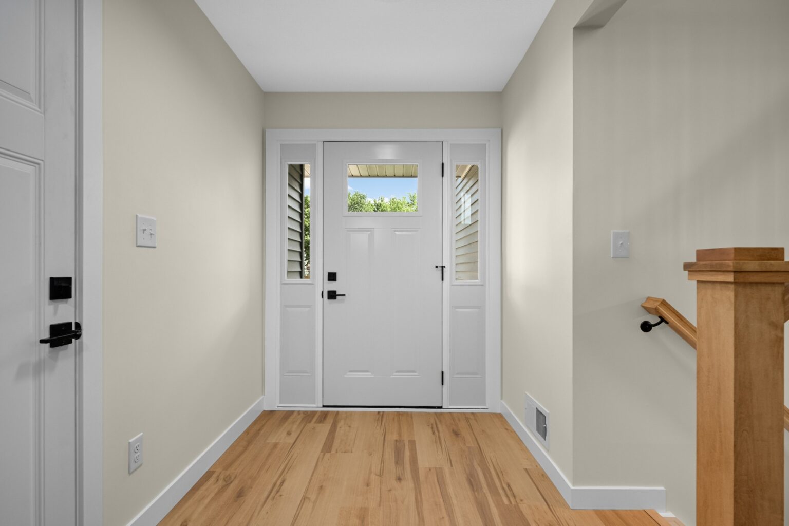 New white entry door with sidelight